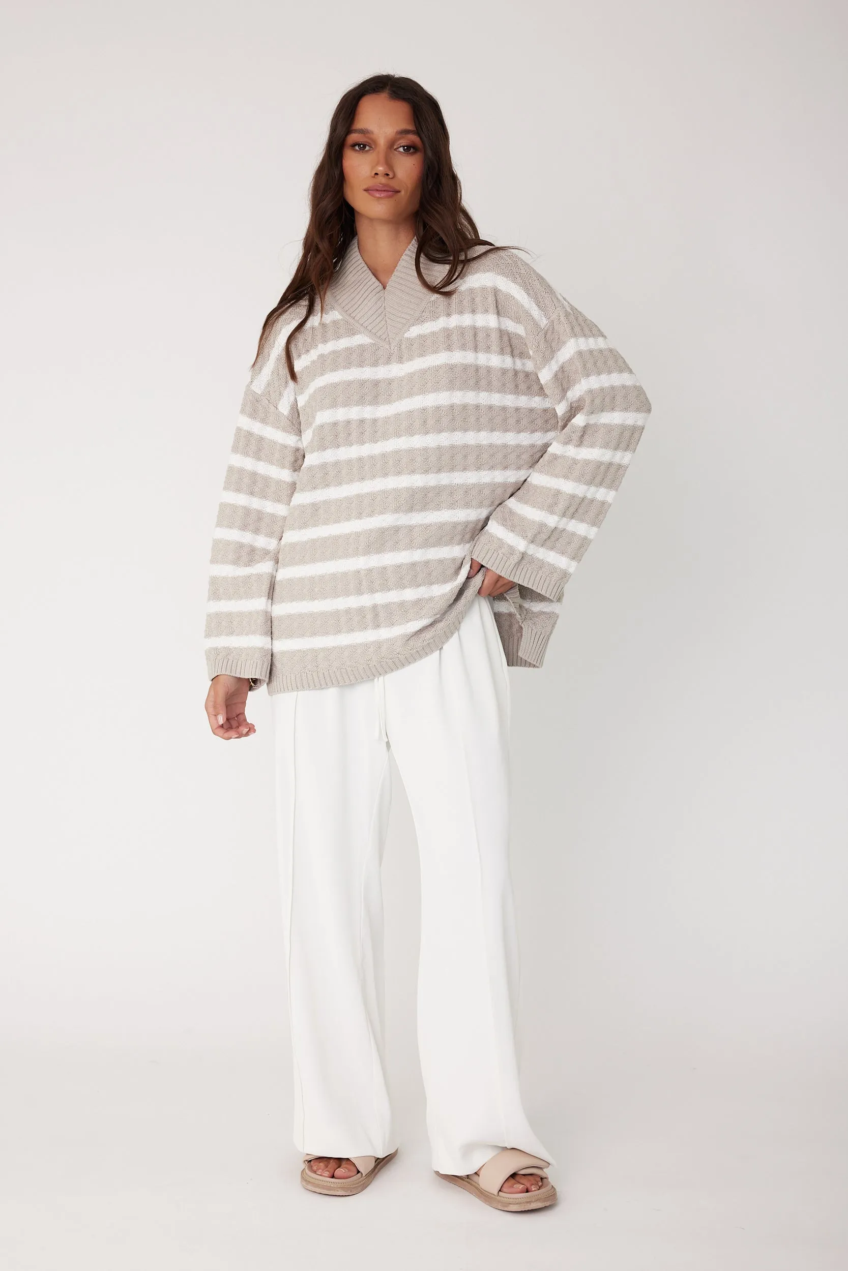 SONNY Knit Jumper Stone Stripe