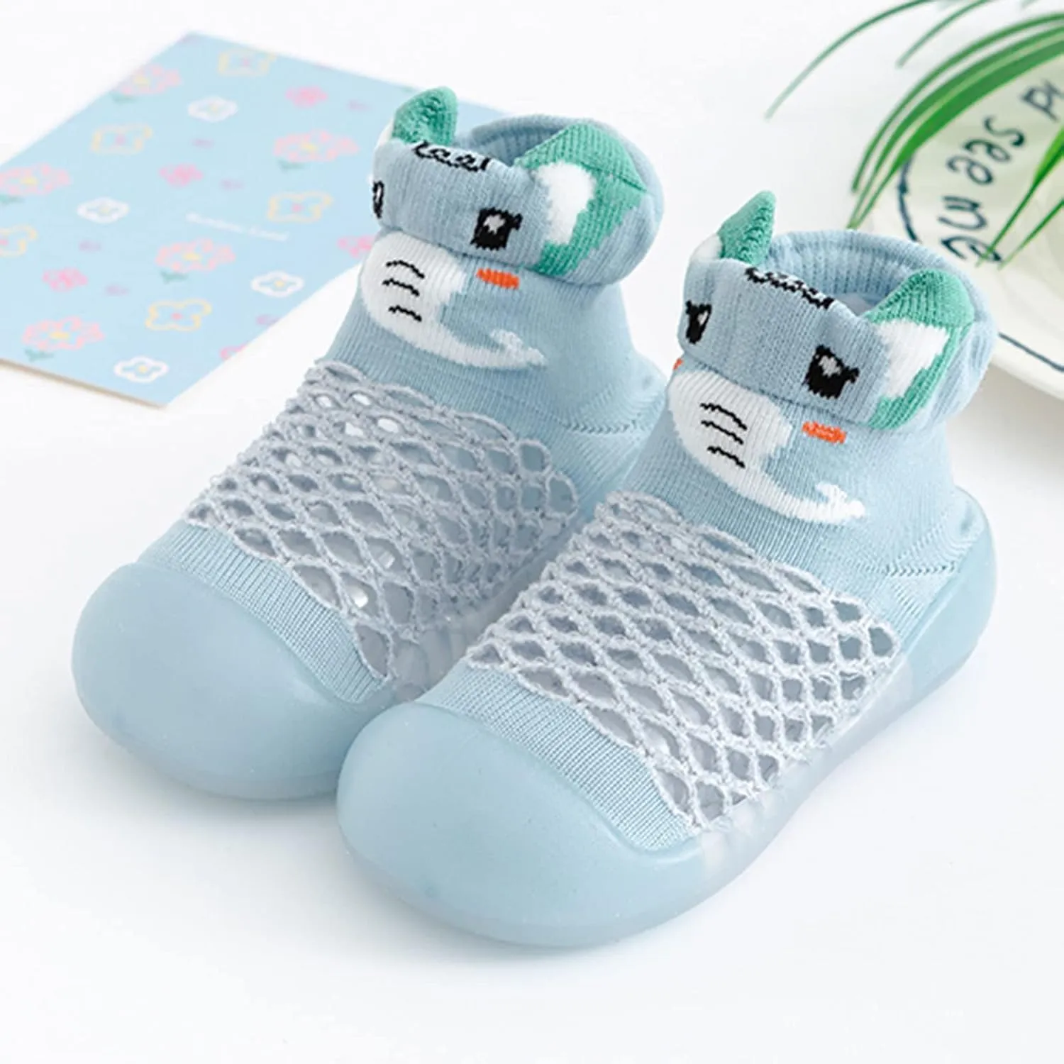 Toddler Baby Sock Shoes,0-3 Years Newborn Boys Girls Summer Cartoon Breathable Mesh Non Slip Prewalker Shoes