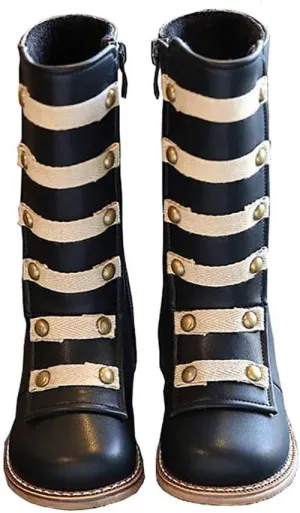 Toddler Little Girls Knee High Fashion Flat Riding Boots Shoes Leather Zipper Winter Boots