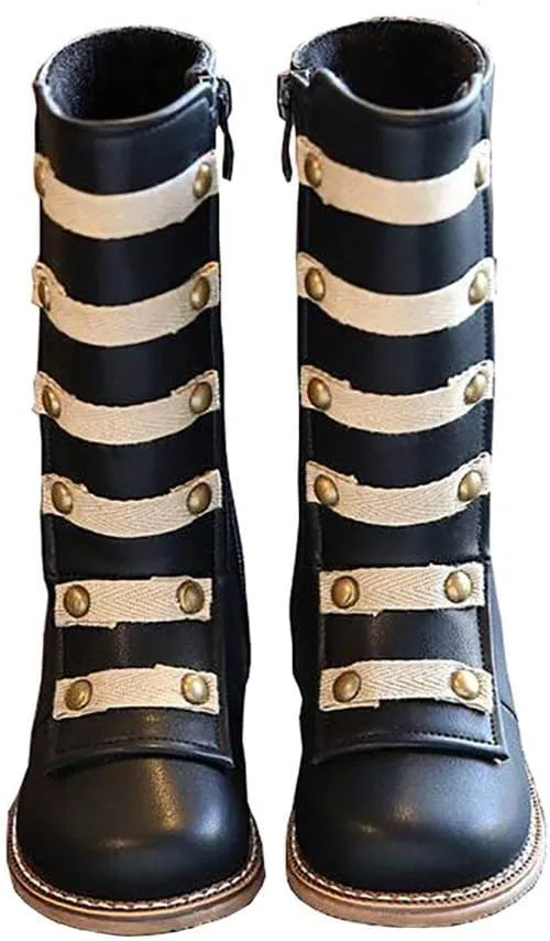 Toddler Little Girls Knee High Fashion Flat Riding Boots Shoes Leather Zipper Winter Boots