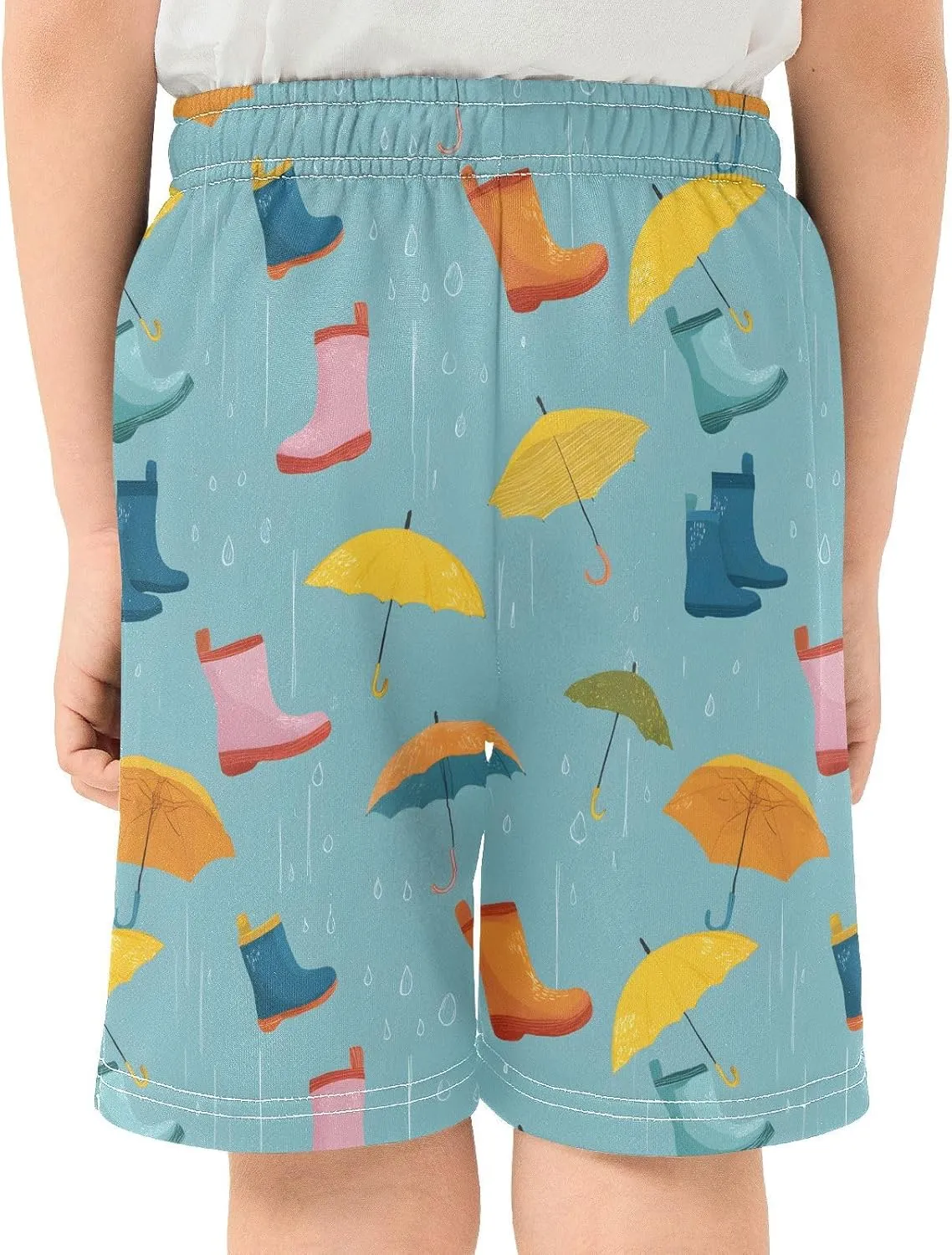 Umbrella Rain Shoes Pattern Boys Active Basketball Shorts Lightweight Summer Sports Shorts with Pockets for Kids