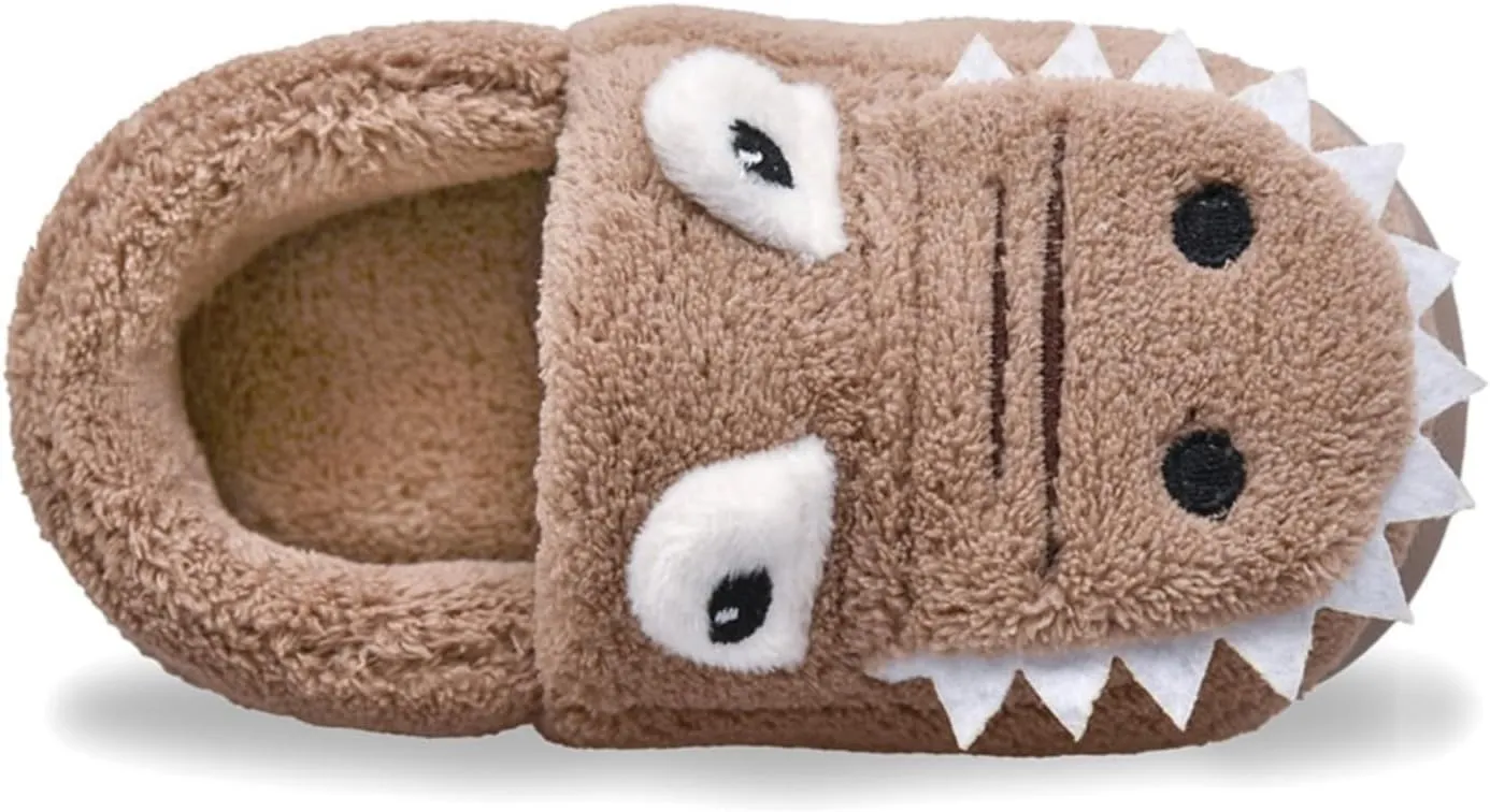 Unisex-Child Plush Faux ?????? Slip on House Slippers Boys Girls Cow ??rocodile Style Indoor Holiday Slippers