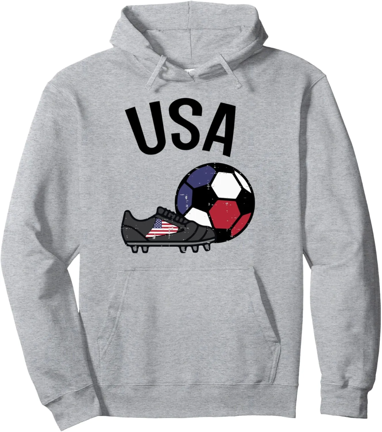 USA Flag Soccer Ball Shoes Football Fan Men Women Boys Kids Pullover Hoodie