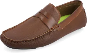 Vance Mens Isaiah Slip-on Driving Loafer Embossed Tru Comfort Foam Square Toe Flat Casual Dress Shoe
