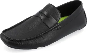 Vance Mens Isaiah Slip-on Driving Loafer Embossed Tru Comfort Foam Square Toe Flat Casual Dress Shoe