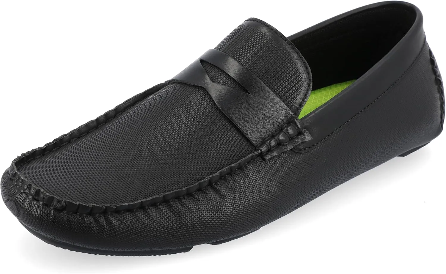 Vance Mens Isaiah Slip-on Driving Loafer Embossed Tru Comfort Foam Square Toe Flat Casual Dress Shoe