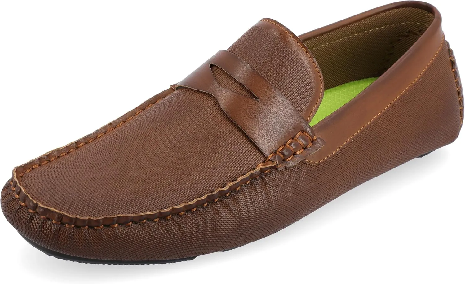 Vance Mens Isaiah Slip-on Driving Loafer Embossed Tru Comfort Foam Square Toe Flat Casual Dress Shoe