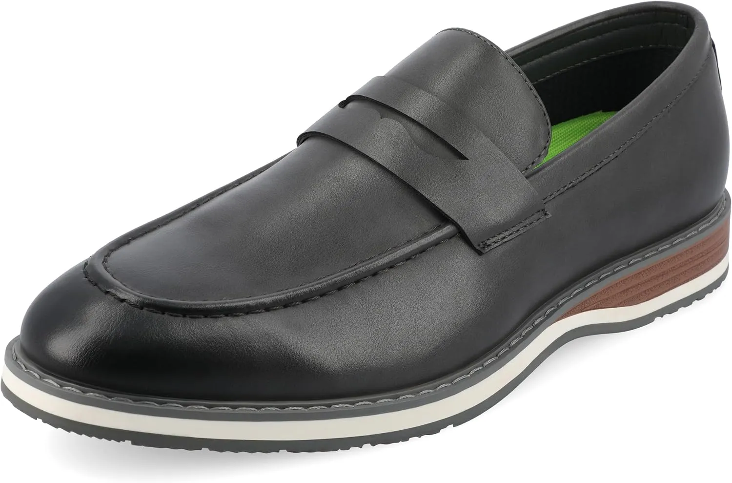 Vance Mens Kahlil Slip-on Moc Toe Penny Loafer Tru Comfort Foam Block Heel Round Toe Casual Dress Shoe