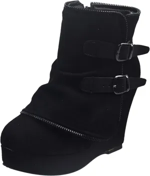 Vintage Ankle Boots for Women Womens Boots Round Toe Solid Color Suede Slope Heel Buckle Waterproof Short Boots Shoes