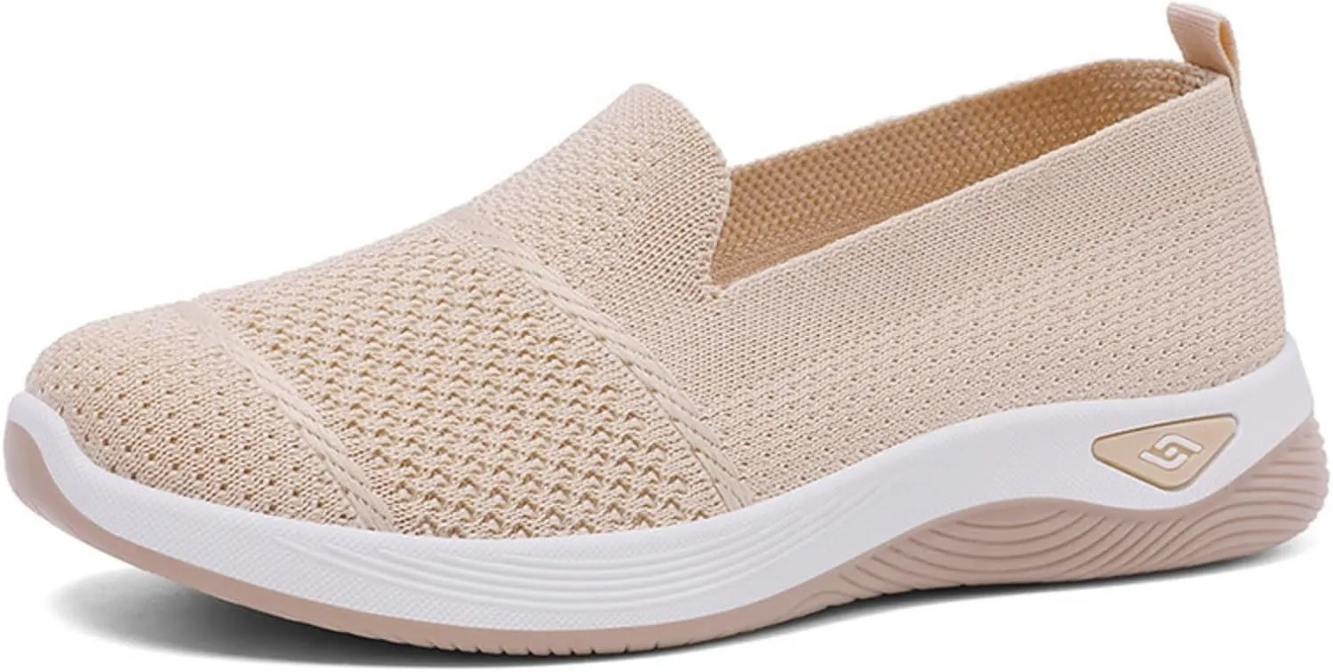 Walking Shoes for Women Arch Support Orthopedic Sneakers Lightweight Mesh Breathable Slip-On Sneakers Non-Slip Comfortable Diabetic Shoes Athletic Tennis Shoe Casual Loafers