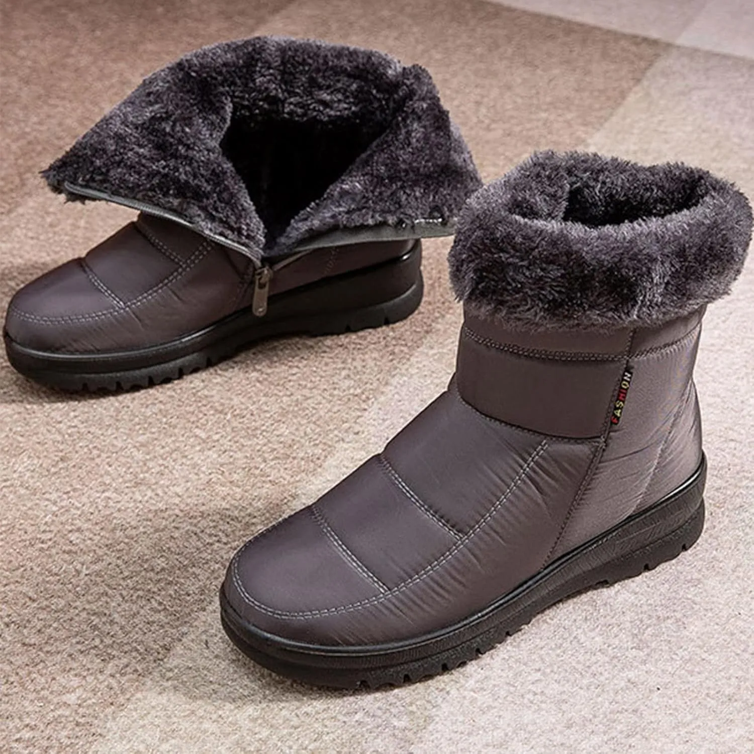 Waterproof Winter Boots Women Wide Width Winter Snow Boots for Women Size 12 Fur Lined Mid Calf Winter Boots Women Womens Rubber Boots Waterproof Size 11 Botas Termicas Para Mujer Con Casquillo