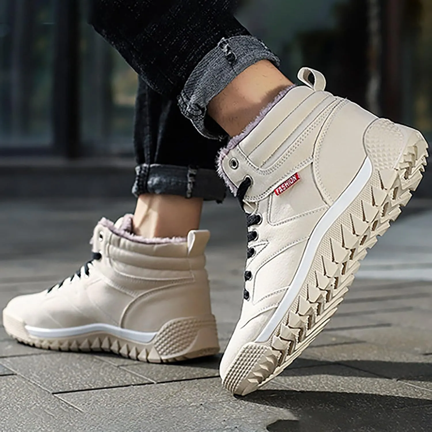 White Furry Snow Boots for Women Short Black Snow Boots Women Fur Lined Boots Womens Warm Boots Womens Winter Boots Waterproof Insulated Ankle Early Prime of Day Deals 2024