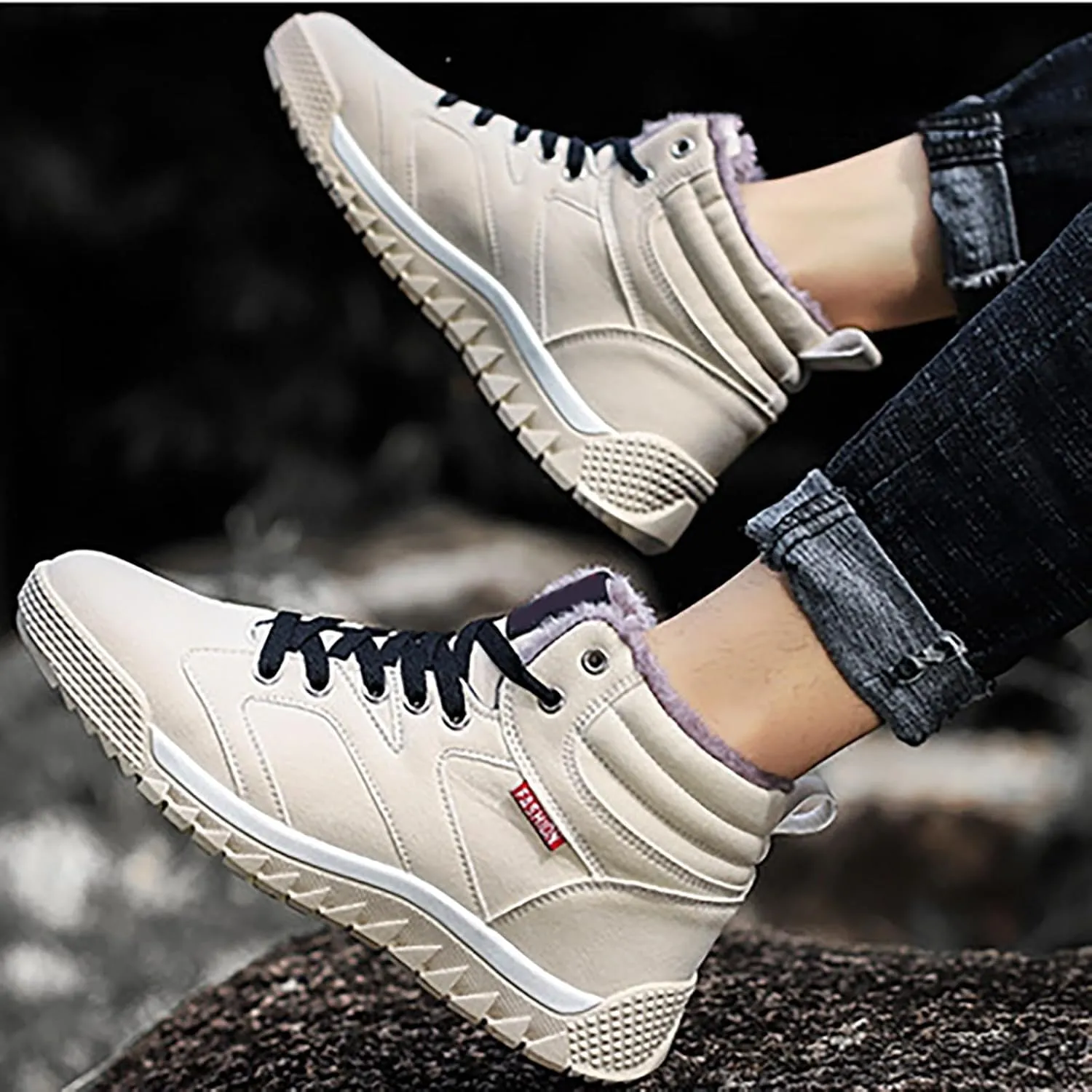 White Furry Snow Boots for Women Short Black Snow Boots Women Fur Lined Boots Womens Warm Boots Womens Winter Boots Waterproof Insulated Ankle Early Prime of Day Deals 2024