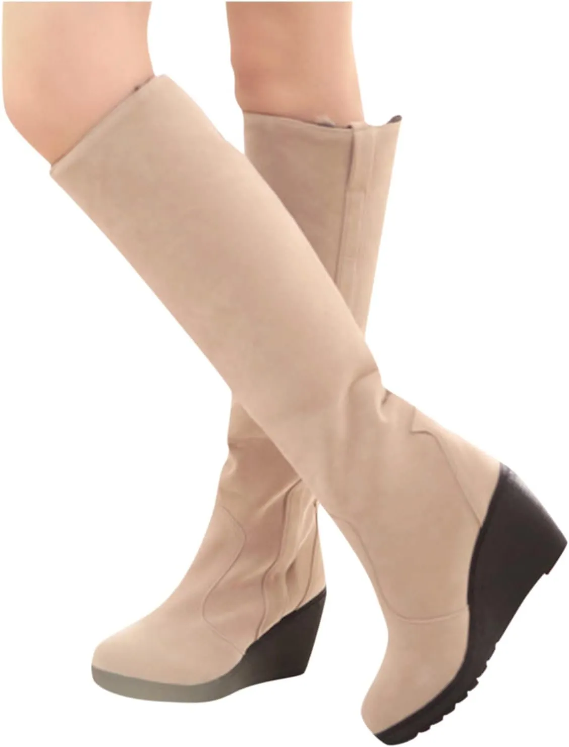 Winter Boots for Women Snow Boots for Women Comfortable Flock Fall and Winter Warm Snow Long Boots Knee High Shoes