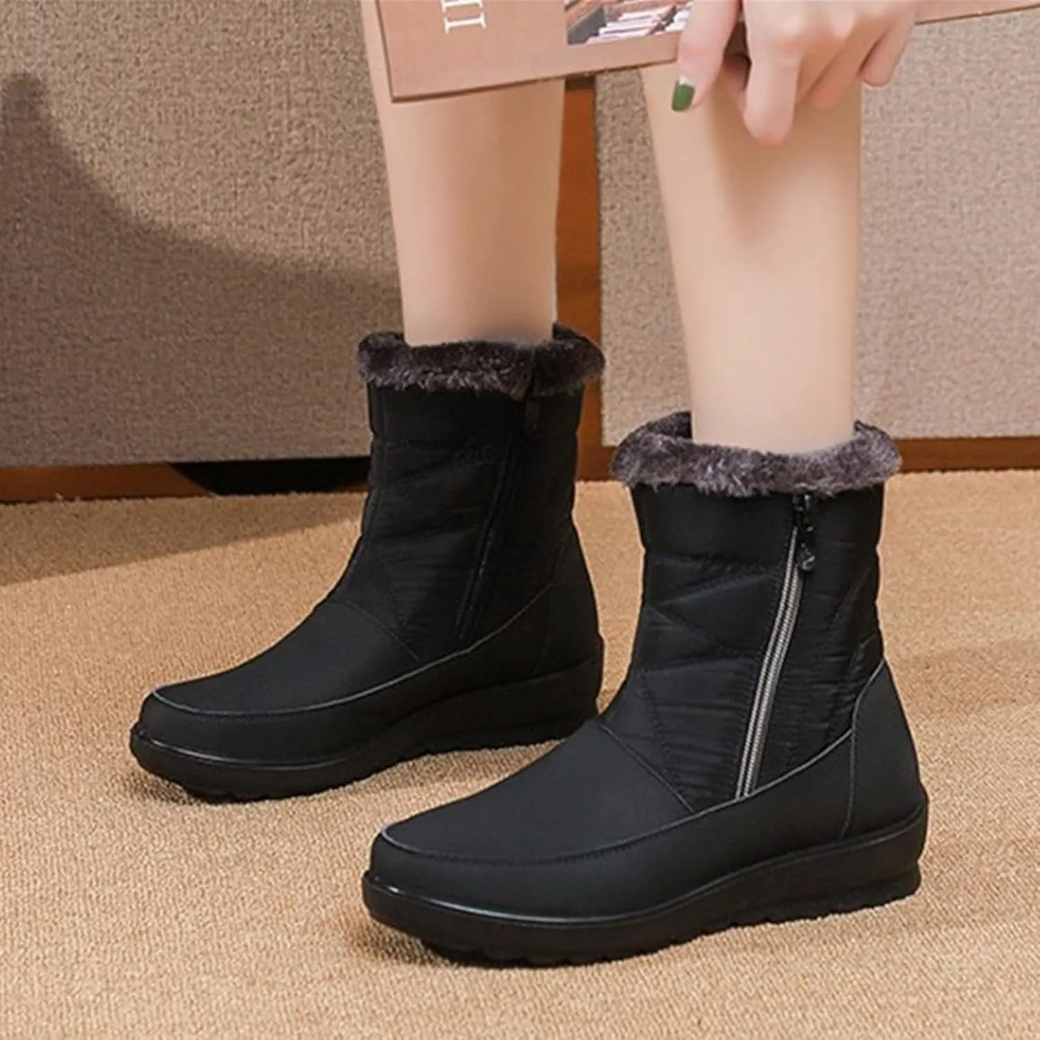 Winter Boots for Women Wide Width 11 Womens Black Snow Boots Winter Boots Women Size 8 Waterproof Zapatos Para La Nieve De Mujer Botas Contra El Agua Para Mujer