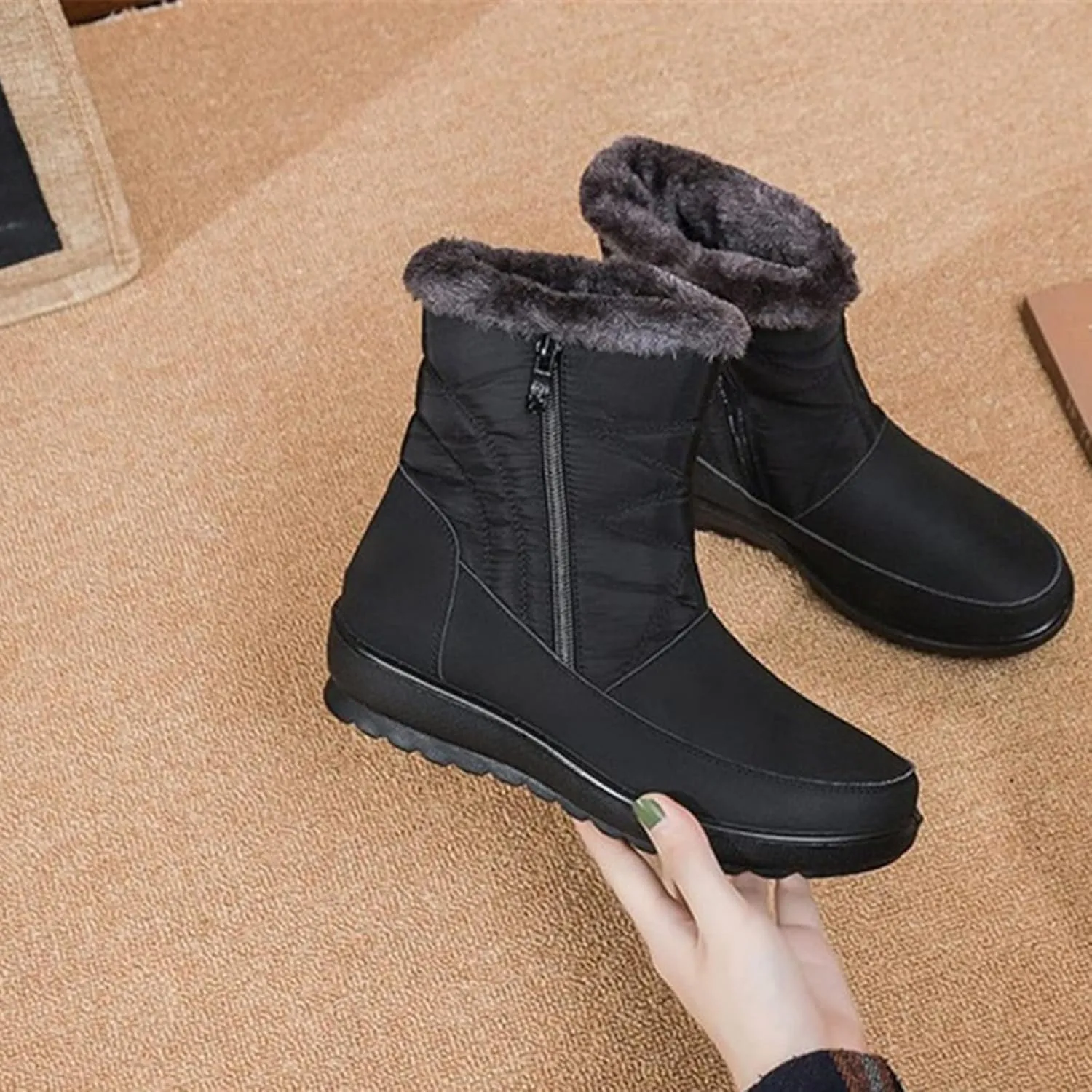 Winter Boots for Women Wide Width 11 Womens Black Snow Boots Winter Boots Women Size 8 Waterproof Zapatos Para La Nieve De Mujer Botas Contra El Agua Para Mujer
