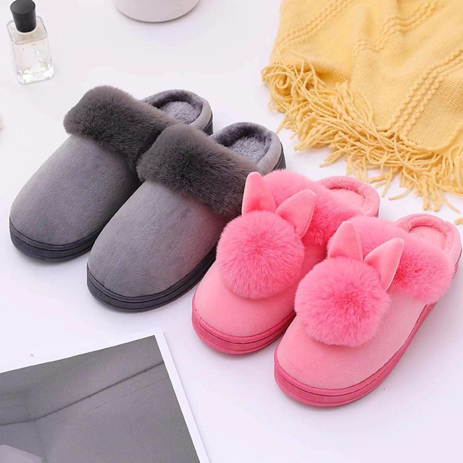 Winter Slippers for Women with Arch Support House Slippers for Guests Foot Warming Slippers Hotel Slippers Open Toe Christmas Shower Curtain Gifts for Him 2023