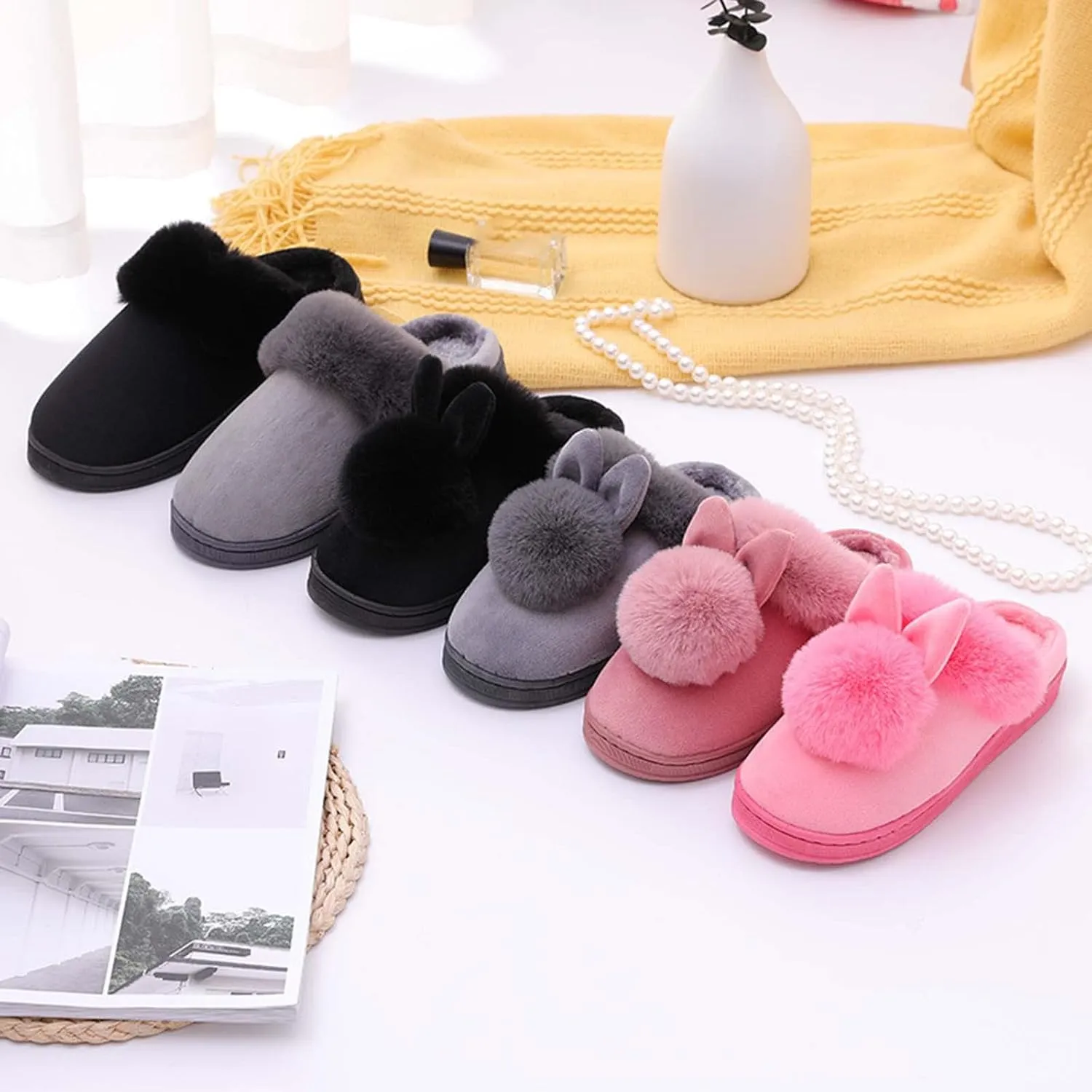 Winter Slippers for Women with Arch Support House Slippers for Guests Foot Warming Slippers Hotel Slippers Open Toe Christmas Shower Curtain Gifts for Him 2023
