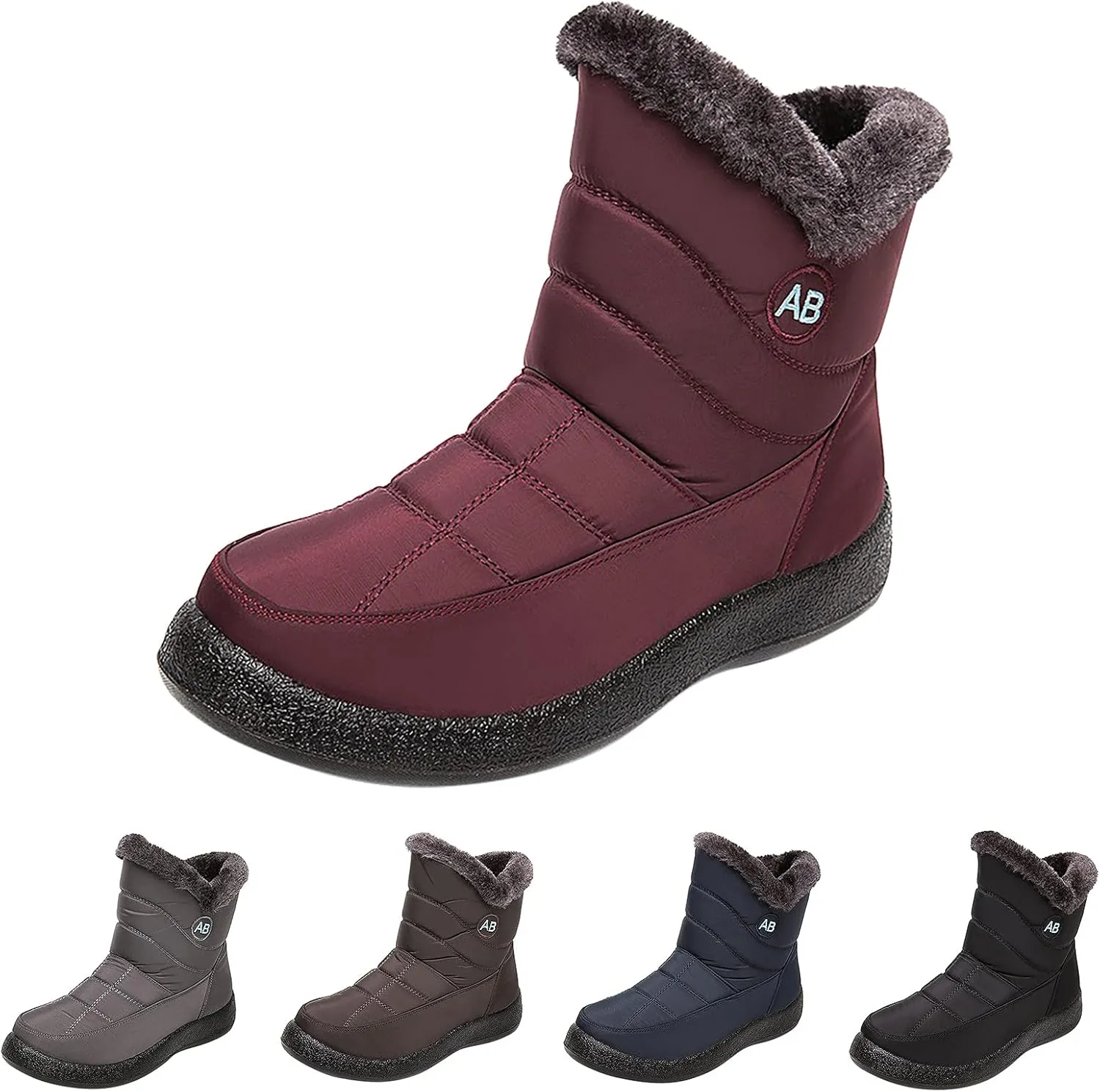 Winter Snow Boots for Women Snow Boots for Women Womens Winter Boots Waterproof Cloth Comfortable Side Zipper Boots