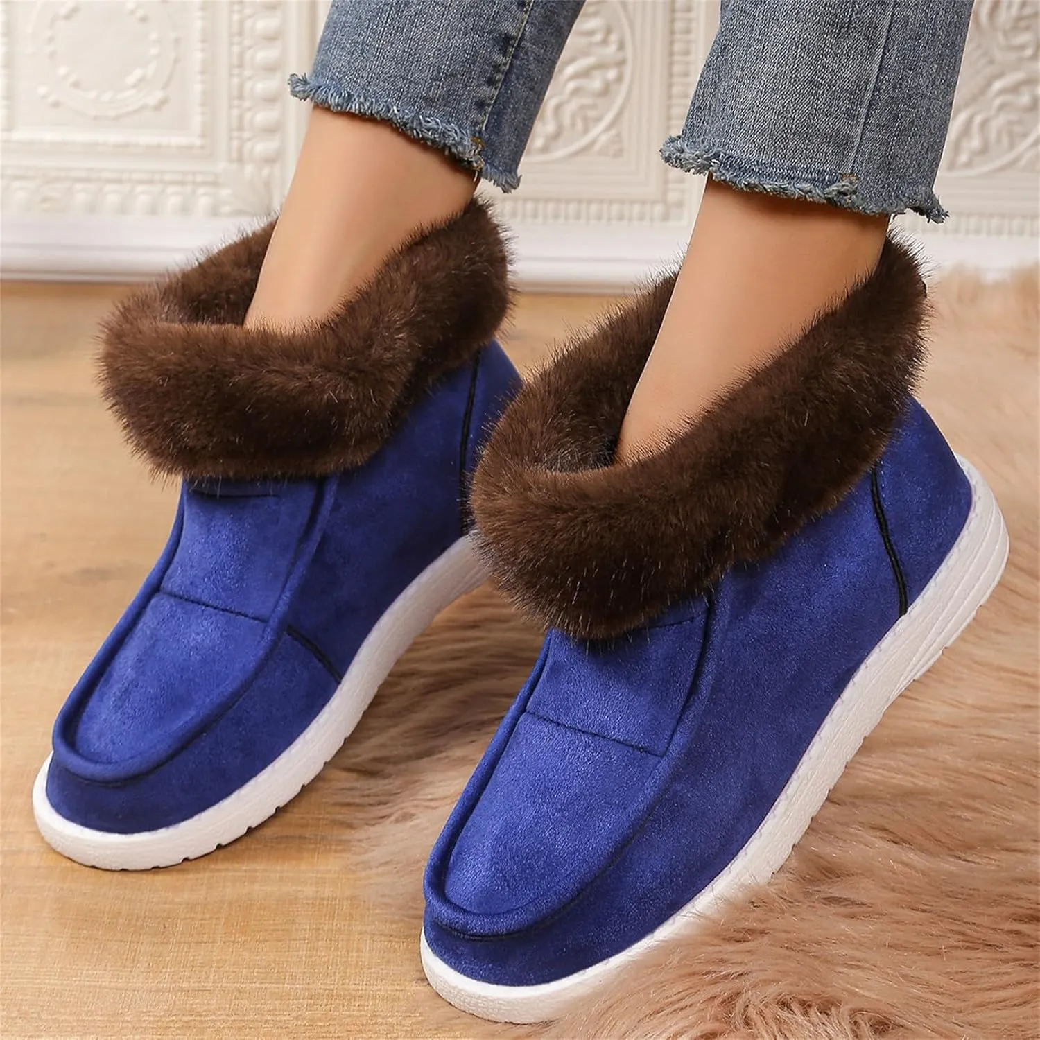 Winter White Boots for Women Size 12 Warm Boots for Men Waterproof Ankle Winter Boots for Women Black Fluffy Boots Womens Winter Boots White of Today