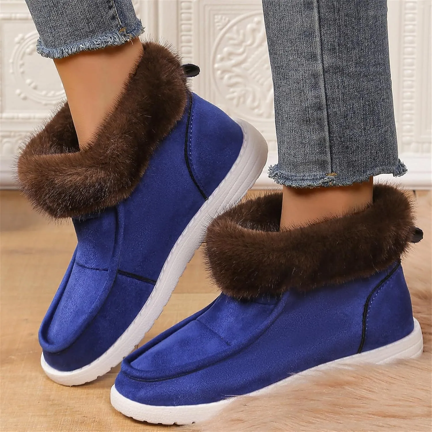 Winter White Boots for Women Size 12 Warm Boots for Men Waterproof Ankle Winter Boots for Women Black Fluffy Boots Womens Winter Boots White of Today