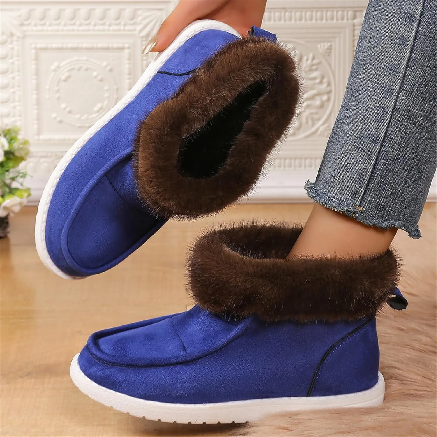 Winter White Boots for Women Size 12 Warm Boots for Men Waterproof Ankle Winter Boots for Women Black Fluffy Boots Womens Winter Boots White of Today