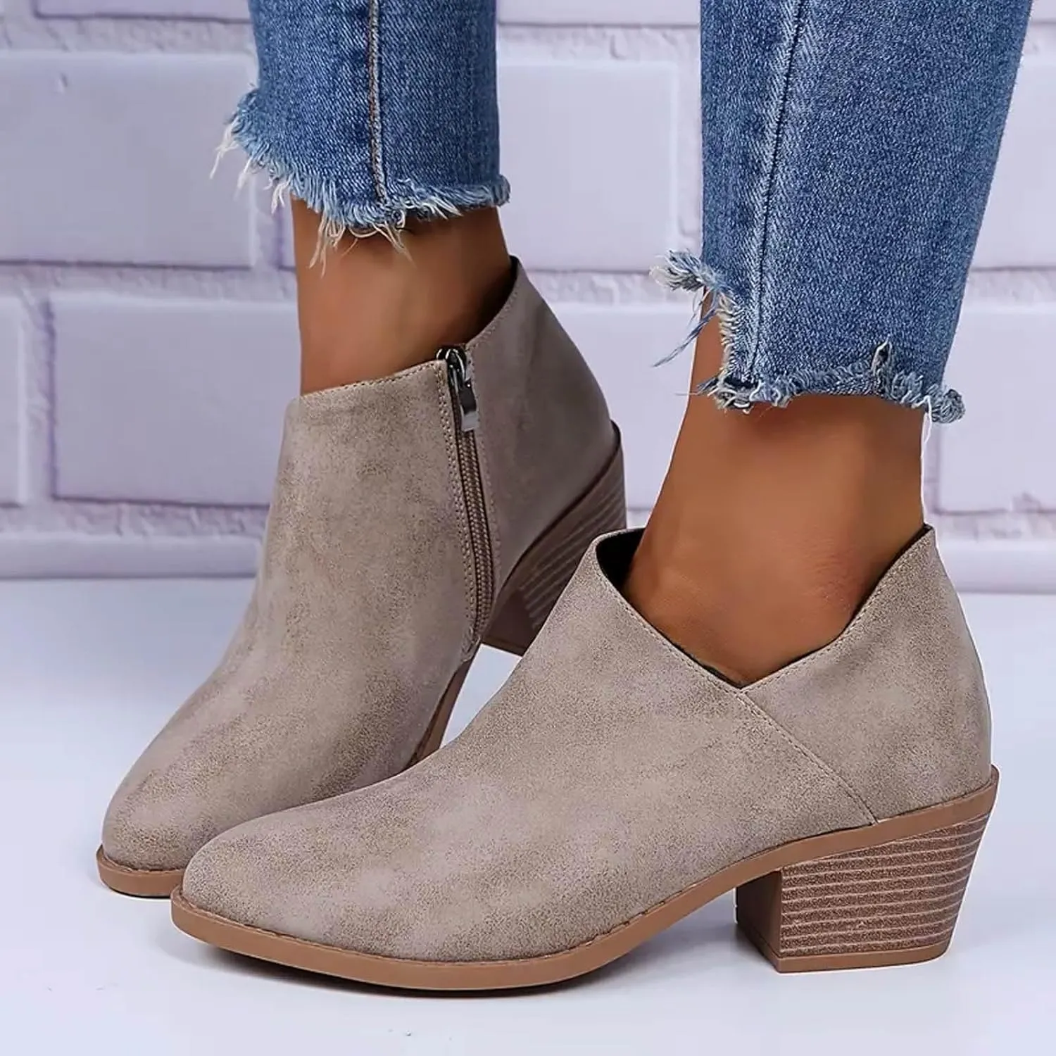 Women's Ankle Boot Fashion Boots Low Heels Riding Boots for Women Soft Leather for Comfortable Interior Fit Boots