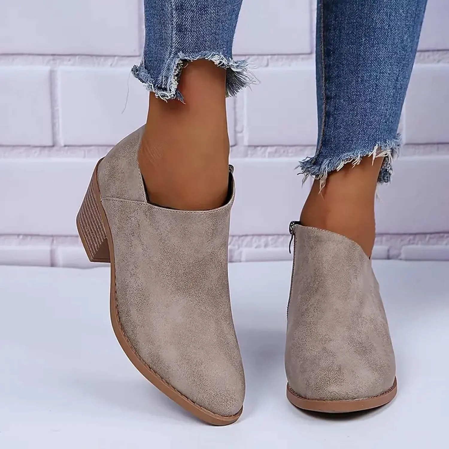 Women's Ankle Boot Fashion Boots Low Heels Riding Boots for Women Soft Leather for Comfortable Interior Fit Boots