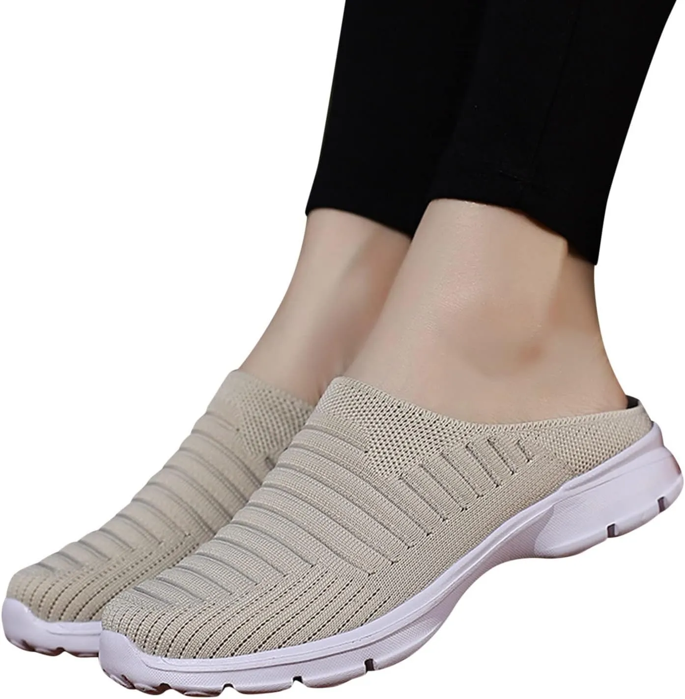 Women's Backless Slip on Mesh Sneakers Shoes Womens Tennis Shoes Loafers Black Casual Shoes Women's Fashion Sneakers Brown Tennis Shoe Loafers Shoe
