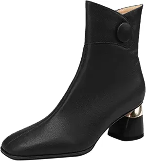 Womens Boots Ankle Heeled Booties for Women Boots for Women Cowgirl Ankle Bootie for Women Low Heel Non Slip Slip On Closed Pointed Toe Low Block Heel Zip Up