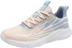 Women's Breathable Knit Mesh Sneakers for Walking Running Gym Casual Wear Lightweight Low Heel Athletic Shoes