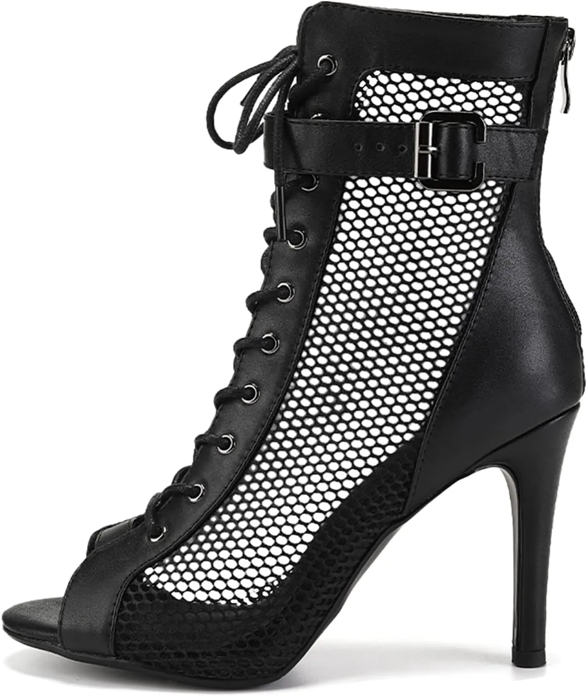 Women's Dance Heels Ankle Dance Booties Peep Toe Salsa Dance Shoes Heels Dance Boots