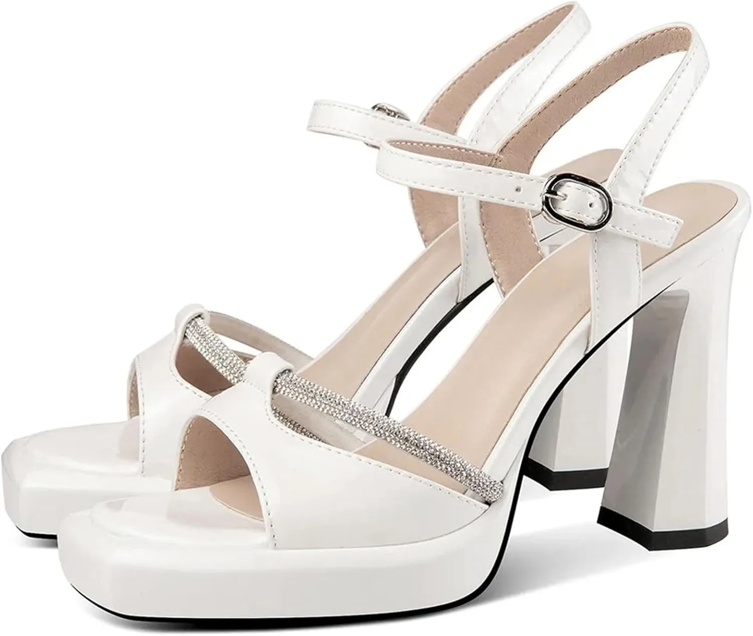 Women's Genuine Leather Peep Toe Sandals - Spring Summer Thick Heels, Fashion Casual