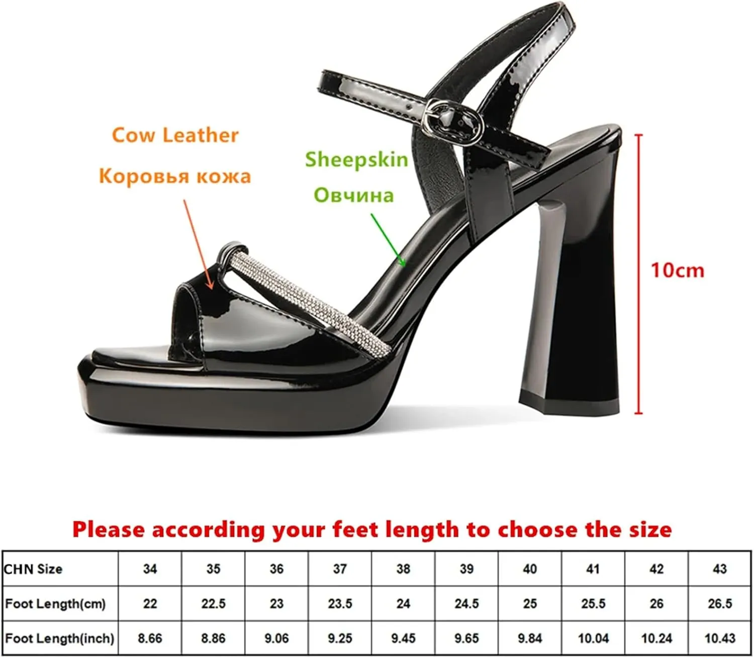 Women's Genuine Leather Peep Toe Sandals - Spring Summer Thick Heels, Fashion Casual
