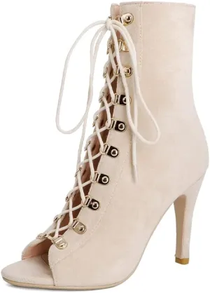 Women's Heel Dance Boots Peep Toe Ballroom Salsa Heels Dance Shoes