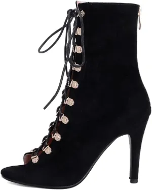 Women's Heel Dance Boots Peep Toe Ballroom Salsa Heels Dance Shoes