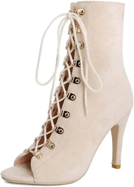 Women's Heel Dance Boots Peep Toe Ballroom Salsa Heels Dance Shoes