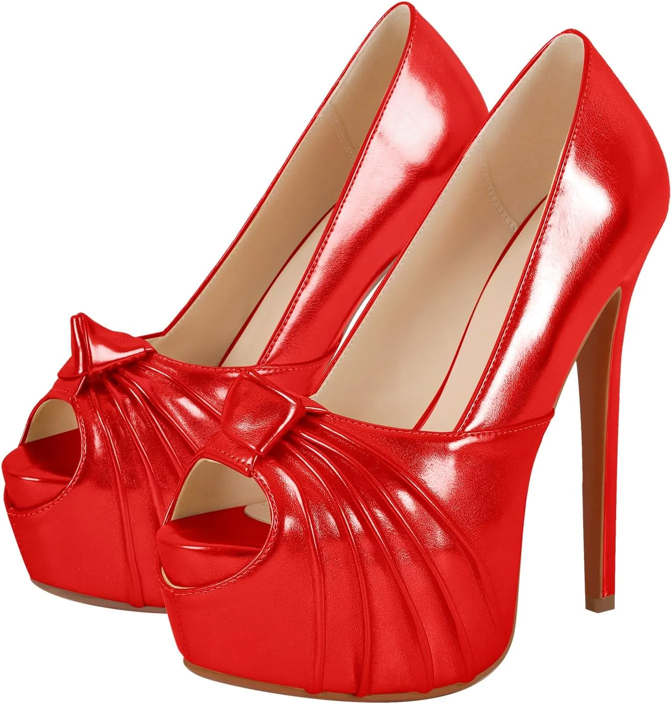 Women's Platform Pumps Shoes Slip On Stilettos PU High Heels