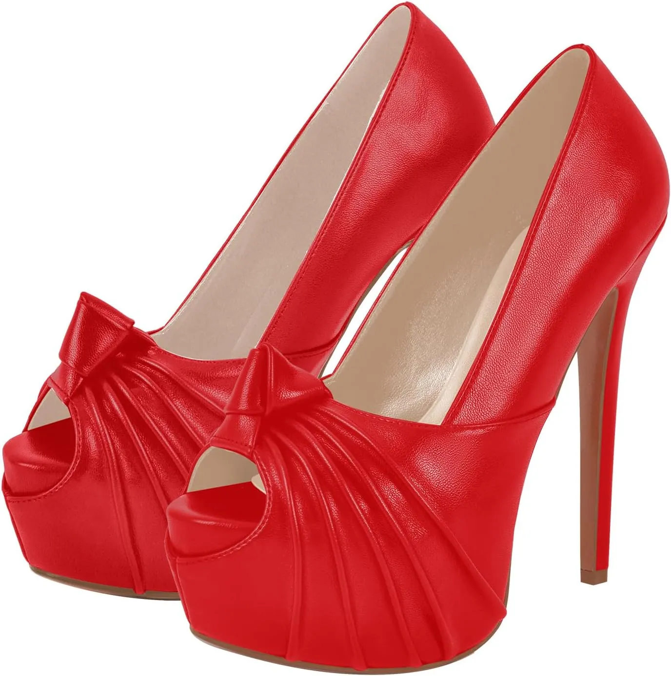 Women's Platform Pumps Shoes Slip On Stilettos PU High Heels