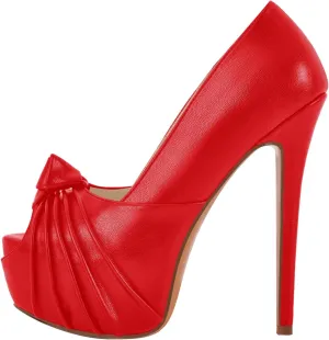Women's Platform Pumps Shoes Slip On Stilettos PU High Heels