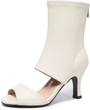 Women's Roman Peep Toe Sandals - 8CM Zipper Heels, Summer Dating Platform Boots