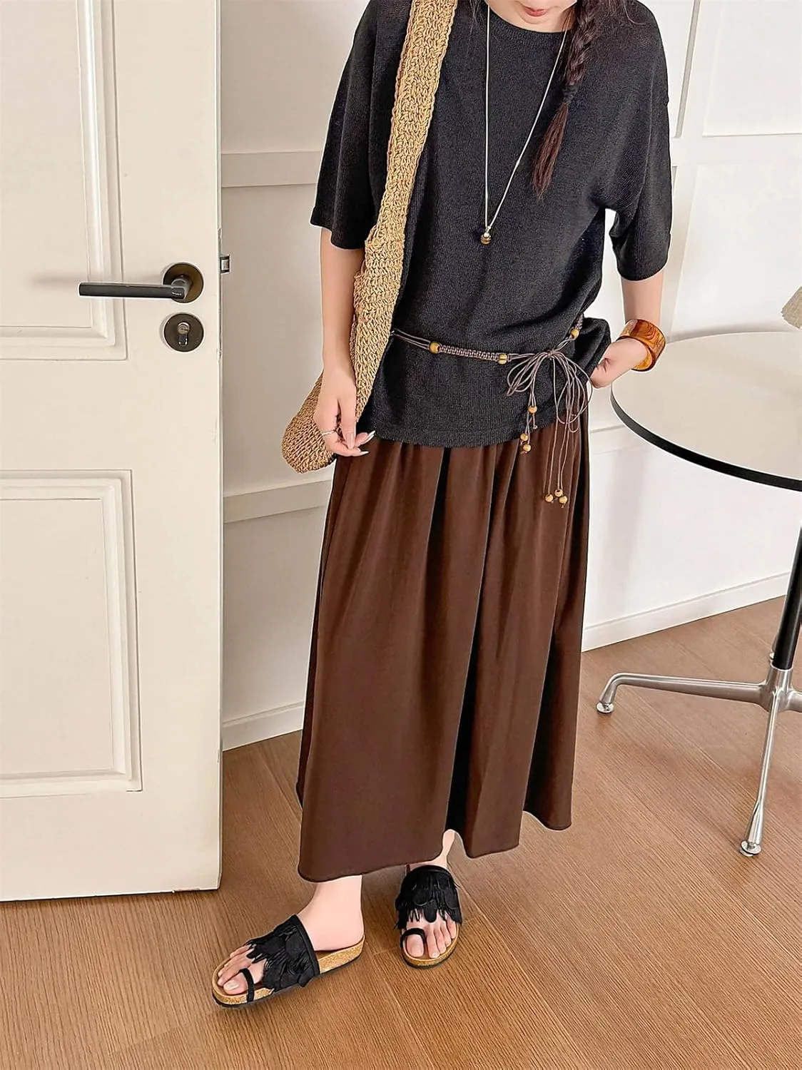 Women's Sheep Suede Peep Toe Mules - Low Heels Pull-On Summer Flat Platform