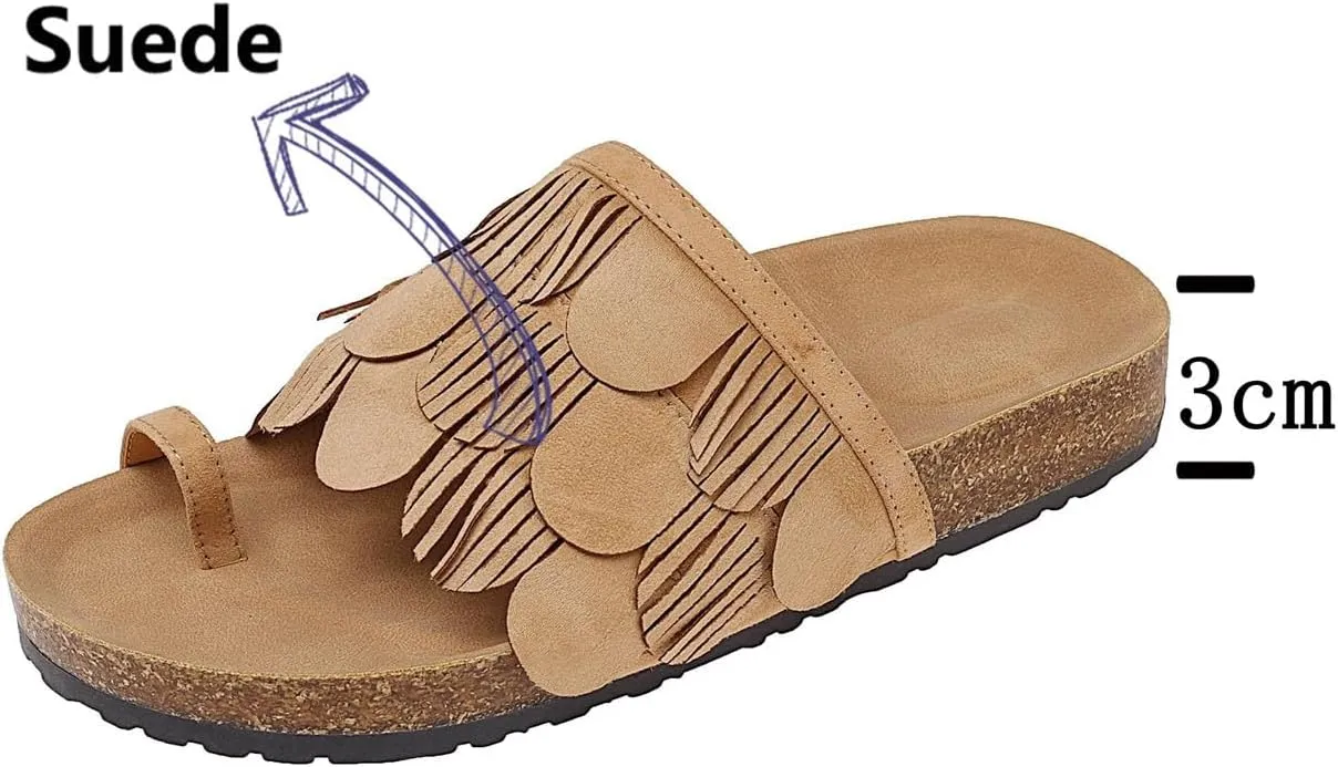 Women's Sheep Suede Peep Toe Mules - Low Heels Pull-On Summer Flat Platform