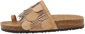 Women's Sheep Suede Peep Toe Mules - Low Heels Pull-On Summer Flat Platform