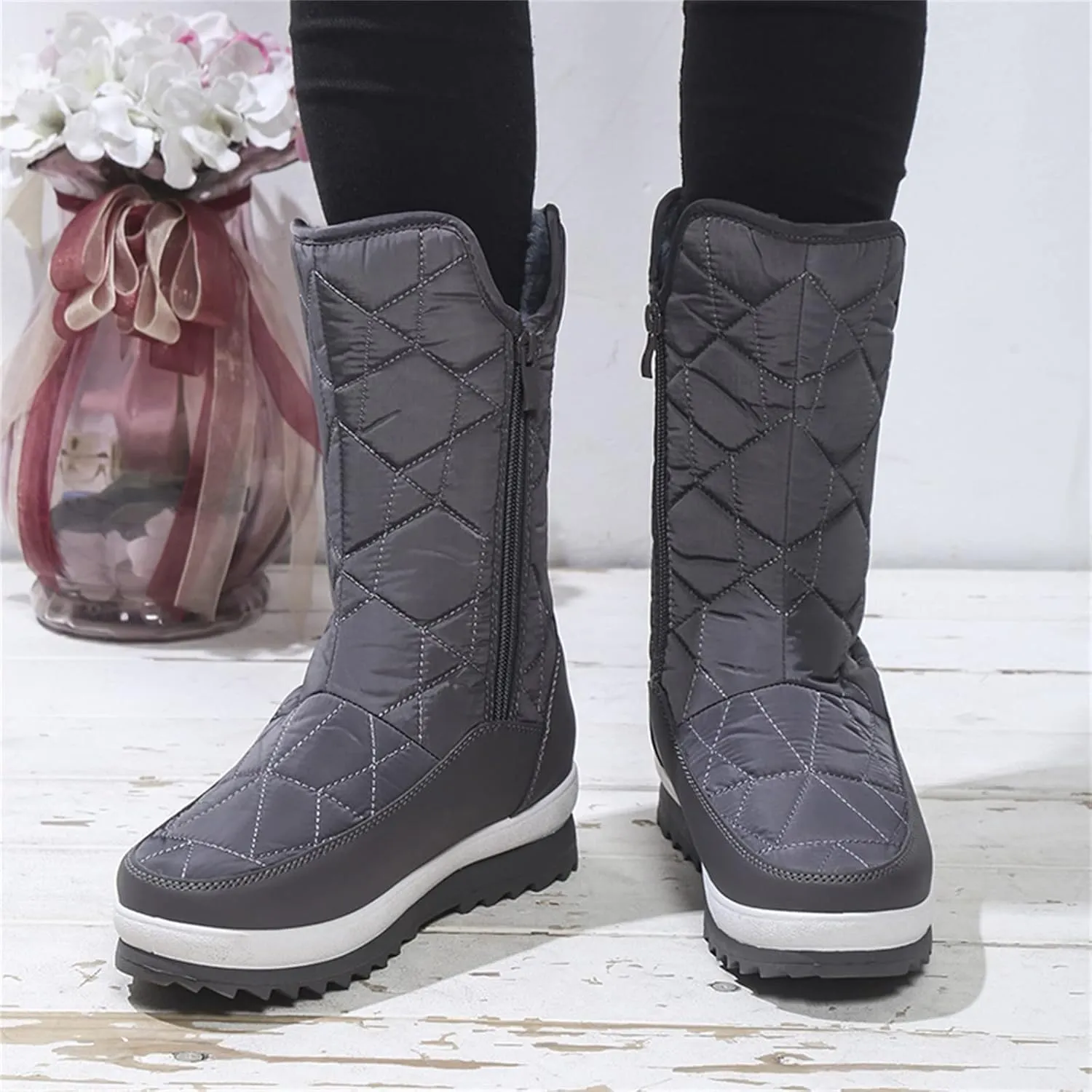 Women's Snow Boots Size 9 Wide Winter Long Boots for Women Waterproof Snow Boots Winter Women Women's Winter Booties Slippers Womens Winter Hiking Boots Waterproof