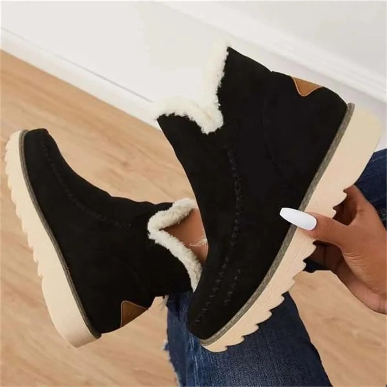 Womens Snow Boots Waterproof Slip on Women's Winter Waterproof Fur Lined Frosty Snow Boots Women's Winter Boots Wide Calf Zapatos Para La Nieve De Mujer Botas Contra El Agua Para Mujer