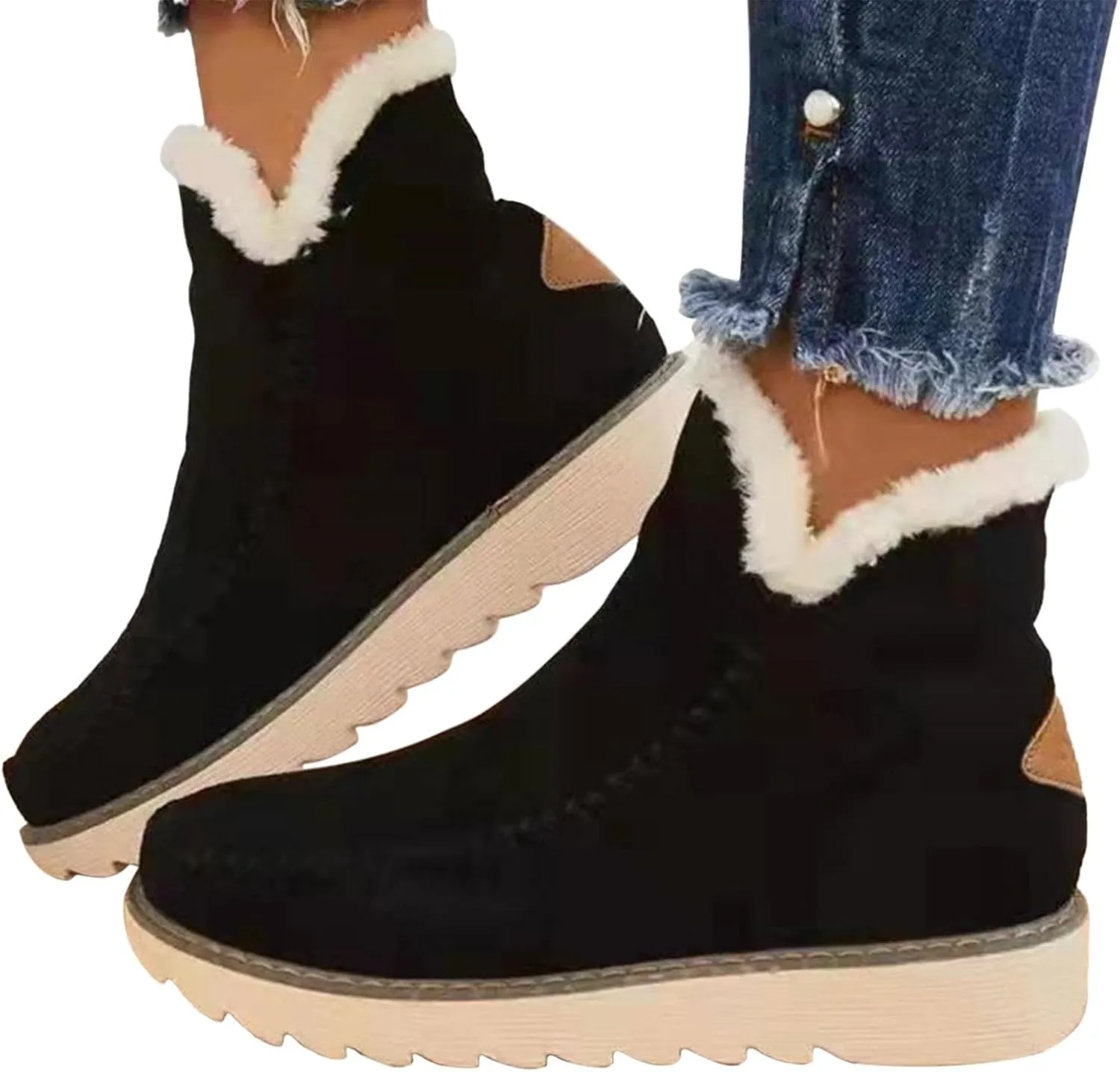 Womens Snow Boots Waterproof Slip on Women's Winter Waterproof Fur Lined Frosty Snow Boots Women's Winter Boots Wide Calf Zapatos Para La Nieve De Mujer Botas Contra El Agua Para Mujer