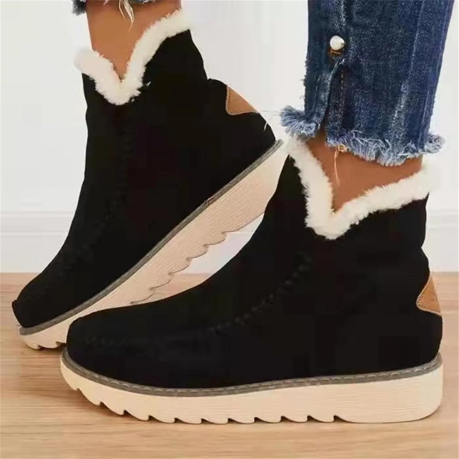 Womens Snow Boots Waterproof Slip on Women's Winter Waterproof Fur Lined Frosty Snow Boots Women's Winter Boots Wide Calf Zapatos Para La Nieve De Mujer Botas Contra El Agua Para Mujer