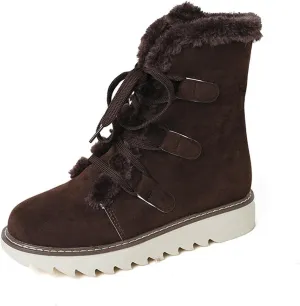 Women's Snow Boots Winter Suede High Snow Boots,Lightweight Cozy Thermal Fur Lining Non-slip Waterproof Ankle Booties