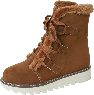 Women's Snow Boots Winter Suede High Snow Boots,Lightweight Cozy Thermal Fur Lining Non-slip Waterproof Ankle Booties
